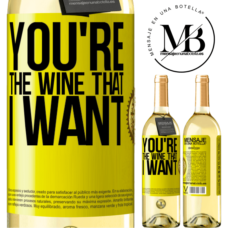 29,95 € Envoi gratuit | Vin blanc Édition WHITE You're the wine that I want Étiquette Jaune. Étiquette personnalisable Vin jeune Récolte 2024 Verdejo