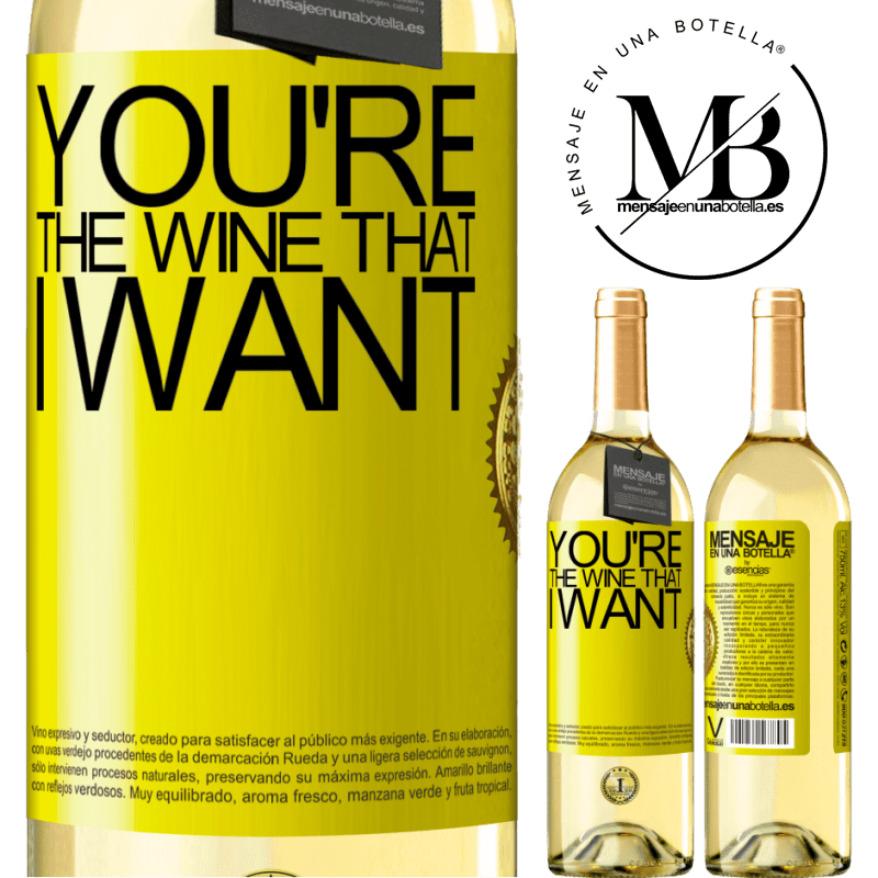 29,95 € Бесплатная доставка | Белое вино Издание WHITE You're the wine that I want Желтая этикетка. Настраиваемая этикетка Молодое вино Урожай 2024 Verdejo