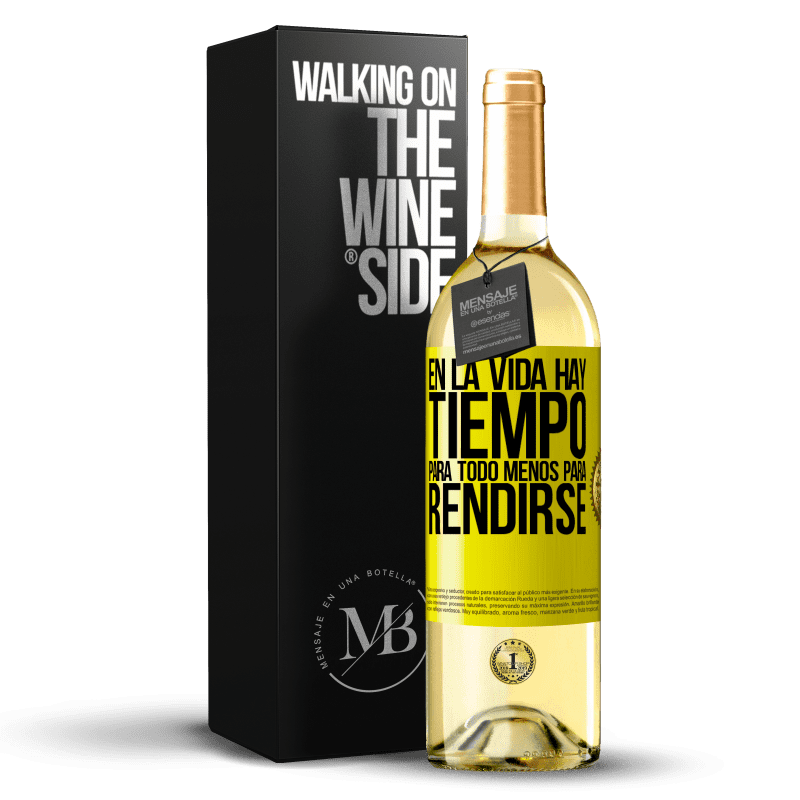 29,95 € Envío gratis | Vino Blanco Edición WHITE En la vida hay tiempo para todo menos para rendirse Etiqueta Amarilla. Etiqueta personalizable Vino joven Cosecha 2024 Verdejo