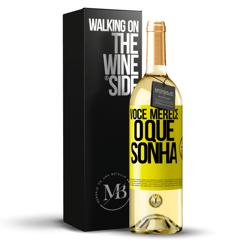 29,95 € Envio grátis | Vinho branco Edição WHITE Você merece o que sonha Etiqueta Amarela. Etiqueta personalizável Vinho jovem Colheita 2024 Verdejo