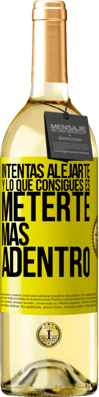 29,95 € Envío gratis | Vino Blanco Edición WHITE Intentas alejarte y lo que consigues es meterte más adentro Etiqueta Amarilla. Etiqueta personalizable Vino joven Cosecha 2025 Verdejo