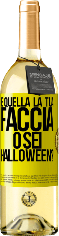 29,95 € Spedizione Gratuita | Vino bianco Edizione WHITE è quella la tua faccia o sei Halloween? Etichetta Gialla. Etichetta personalizzabile Vino giovane Raccogliere 2025 Verdejo