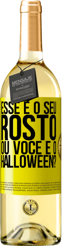 29,95 € Envio grátis | Vinho branco Edição WHITE esse é o seu rosto ou você é o Halloween? Etiqueta Amarela. Etiqueta personalizável Vinho jovem Colheita 2024 Verdejo