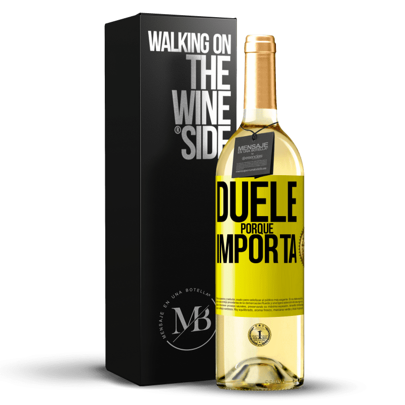 29,95 € Envío gratis | Vino Blanco Edición WHITE Duele porque importa Etiqueta Amarilla. Etiqueta personalizable Vino joven Cosecha 2023 Verdejo