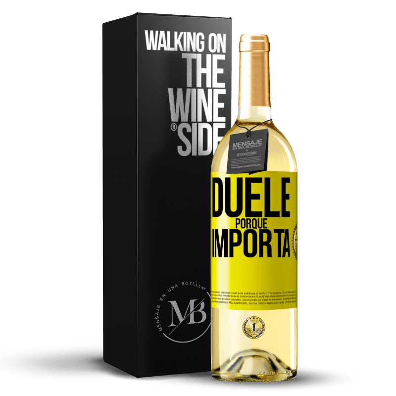 29,95 € Envío gratis | Vino Blanco Edición WHITE Duele porque importa Etiqueta Amarilla. Etiqueta personalizable Vino joven Cosecha 2024 Verdejo