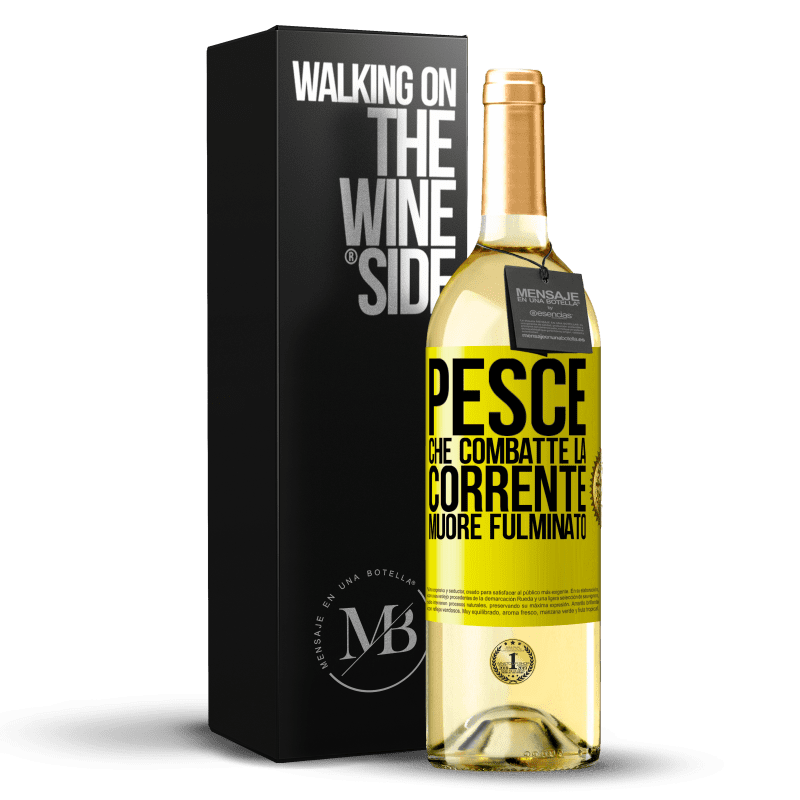 29,95 € Spedizione Gratuita | Vino bianco Edizione WHITE Pesce che combatte la corrente, muore fulminato Etichetta Gialla. Etichetta personalizzabile Vino giovane Raccogliere 2025 Verdejo