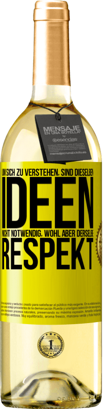 «Um sich zu verstehen, sind dieselben Ideen nicht notwendig, wohl aber derselbe Respekt» WHITE Ausgabe