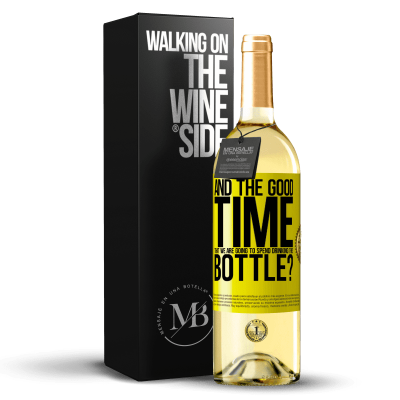 29,95 € 送料無料 | 白ワイン WHITEエディション そして、このボトルを飲んで過ごすのに良い時間は？ 黄色のラベル. カスタマイズ可能なラベル 若いワイン 収穫 2023 Verdejo