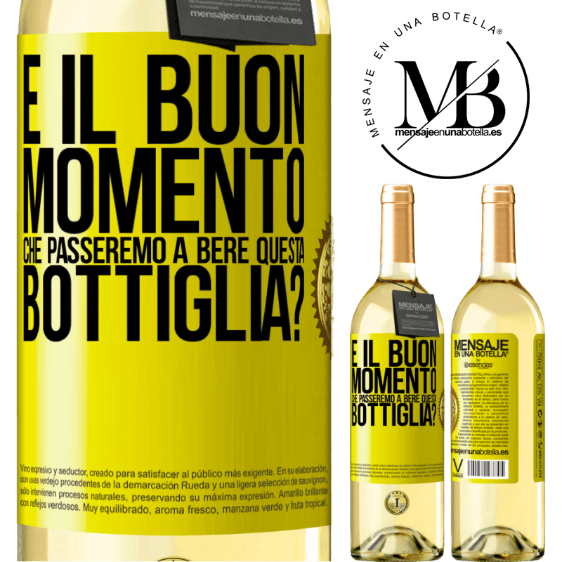 29,95 € Spedizione Gratuita | Vino bianco Edizione WHITE e il buon momento che passeremo a bere questa bottiglia? Etichetta Gialla. Etichetta personalizzabile Vino giovane Raccogliere 2024 Verdejo