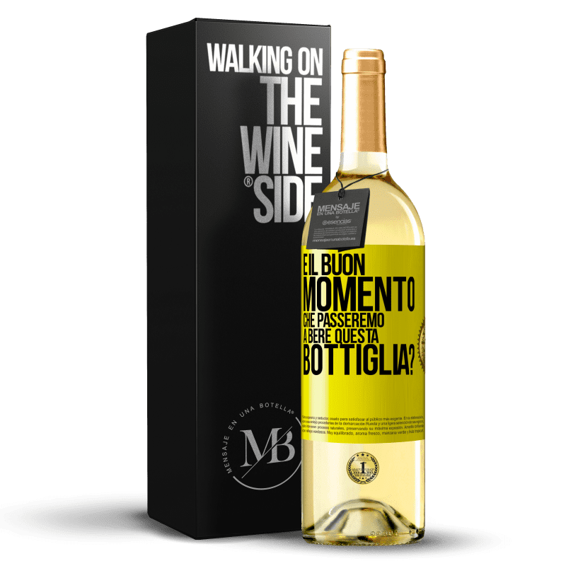 29,95 € Spedizione Gratuita | Vino bianco Edizione WHITE e il buon momento che passeremo a bere questa bottiglia? Etichetta Gialla. Etichetta personalizzabile Vino giovane Raccogliere 2025 Verdejo