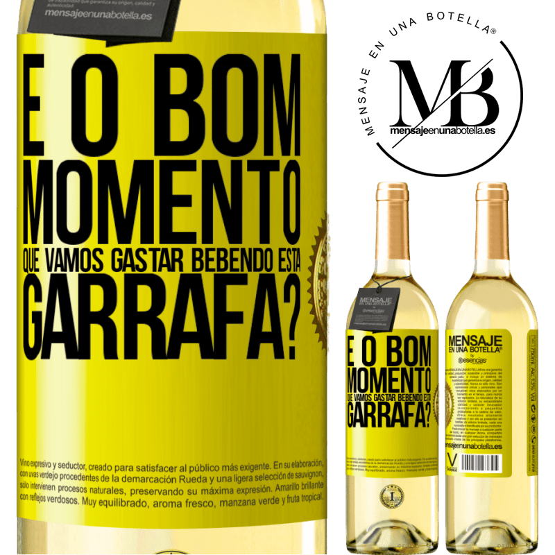 29,95 € Envio grátis | Vinho branco Edição WHITE e o bom momento que vamos gastar bebendo esta garrafa? Etiqueta Amarela. Etiqueta personalizável Vinho jovem Colheita 2024 Verdejo