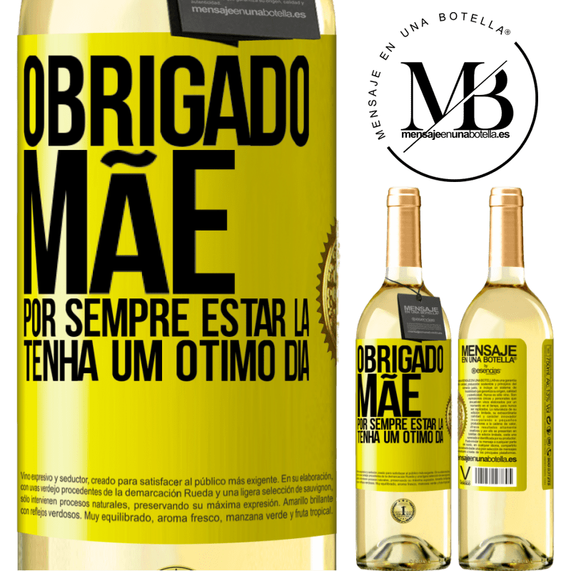 29,95 € Envio grátis | Vinho branco Edição WHITE Obrigado mãe, por sempre estar lá. Tenha um ótimo dia Etiqueta Amarela. Etiqueta personalizável Vinho jovem Colheita 2023 Verdejo