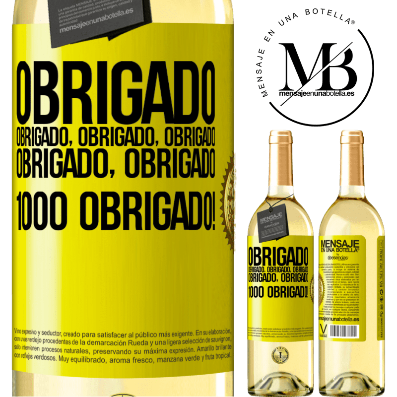 29,95 € Envio grátis | Vinho branco Edição WHITE Obrigado, obrigado, obrigado, obrigado, obrigado, obrigado 1000 obrigado! Etiqueta Amarela. Etiqueta personalizável Vinho jovem Colheita 2023 Verdejo