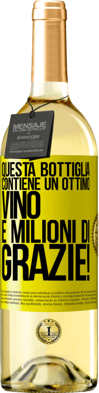 29,95 € | Vino bianco Edizione WHITE Questa bottiglia contiene un ottimo vino e milioni di GRAZIE! Etichetta Gialla. Etichetta personalizzabile Vino giovane Raccogliere 2023 Verdejo