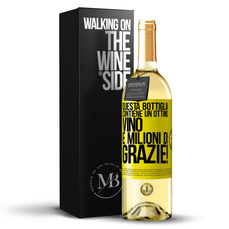 29,95 € Spedizione Gratuita | Vino bianco Edizione WHITE Questa bottiglia contiene un ottimo vino e milioni di GRAZIE! Etichetta Gialla. Etichetta personalizzabile Vino giovane Raccogliere 2023 Verdejo