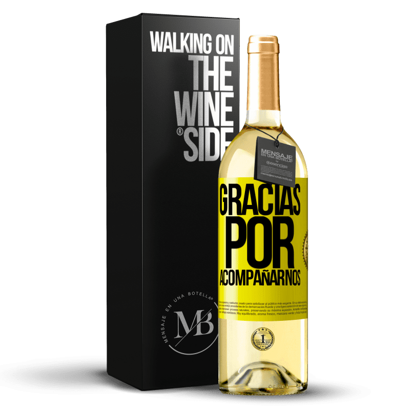 29,95 € Envío gratis | Vino Blanco Edición WHITE Gracias por acompañarnos Etiqueta Amarilla. Etiqueta personalizable Vino joven Cosecha 2025 Verdejo