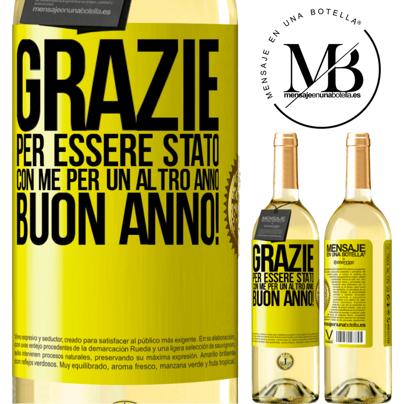 29,95 € Spedizione Gratuita | Vino bianco Edizione WHITE Grazie per essere stato con me per un altro anno. Buon anno! Etichetta Gialla. Etichetta personalizzabile Vino giovane Raccogliere 2024 Verdejo