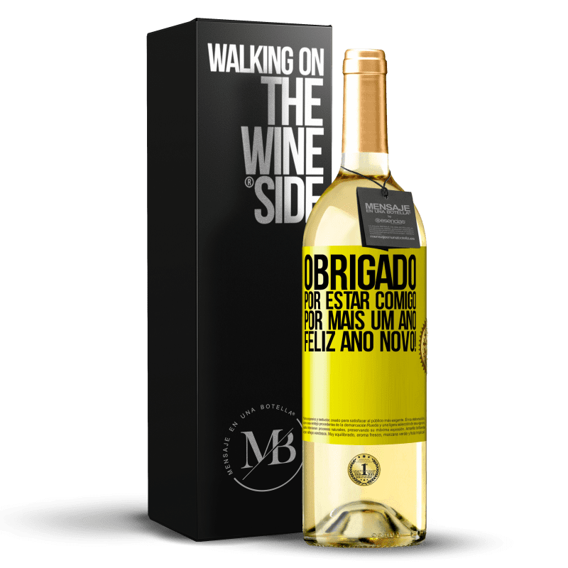 29,95 € Envio grátis | Vinho branco Edição WHITE Obrigado por estar comigo por mais um ano. Feliz Ano Novo! Etiqueta Amarela. Etiqueta personalizável Vinho jovem Colheita 2025 Verdejo