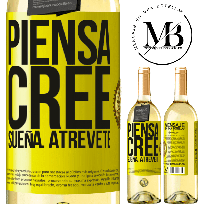 29,95 € Envoi gratuit | Vin blanc Édition WHITE Pensez Créer Rêve. Osez Étiquette Jaune. Étiquette personnalisable Vin jeune Récolte 2022 Verdejo