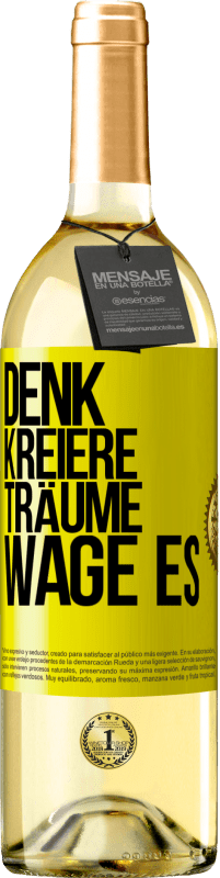 29,95 € Kostenloser Versand | Weißwein WHITE Ausgabe Denk. Kreiere. Träume. Wage es Gelbes Etikett. Anpassbares Etikett Junger Wein Ernte 2025 Verdejo