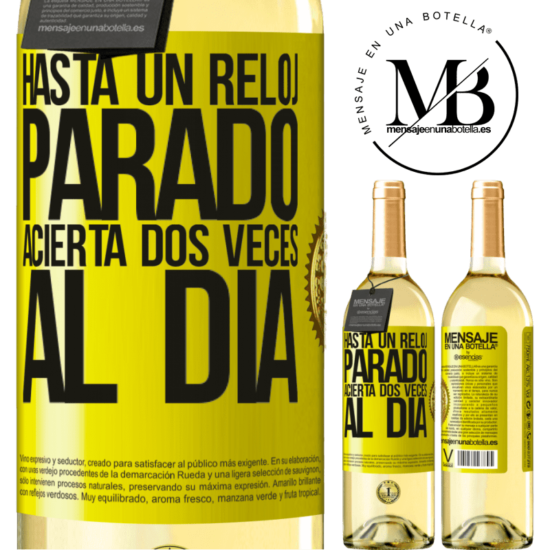 29,95 € Envío gratis | Vino Blanco Edición WHITE Hasta un reloj parado acierta dos veces al día Etiqueta Amarilla. Etiqueta personalizable Vino joven Cosecha 2025 Verdejo