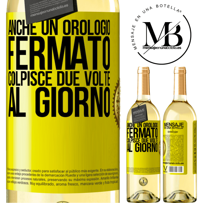 29,95 € Spedizione Gratuita | Vino bianco Edizione WHITE Anche un orologio fermato colpisce due volte al giorno Etichetta Gialla. Etichetta personalizzabile Vino giovane Raccogliere 2023 Verdejo