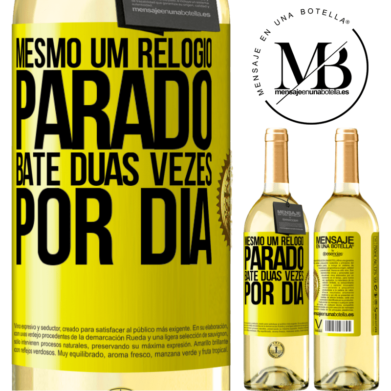 29,95 € Envio grátis | Vinho branco Edição WHITE Mesmo um relógio parado bate duas vezes por dia Etiqueta Amarela. Etiqueta personalizável Vinho jovem Colheita 2023 Verdejo