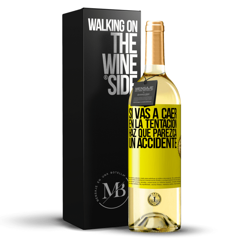 29,95 € Envío gratis | Vino Blanco Edición WHITE Si vas a caer en la tentación, haz que parezca un accidente Etiqueta Amarilla. Etiqueta personalizable Vino joven Cosecha 2024 Verdejo