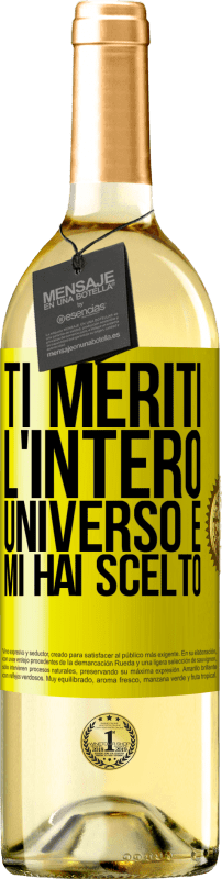 Spedizione Gratuita | Vino bianco Edizione WHITE Ti meriti l'intero universo e mi hai scelto Etichetta Gialla. Etichetta personalizzabile Vino giovane Raccogliere 2023 Verdejo