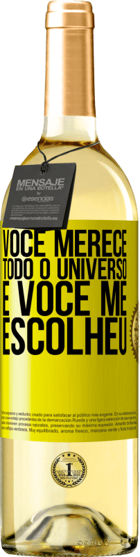 29,95 € | Vinho branco Edição WHITE Você merece todo o universo e você me escolheu Etiqueta Amarela. Etiqueta personalizável Vinho jovem Colheita 2024 Verdejo