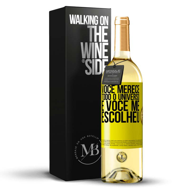 29,95 € Envio grátis | Vinho branco Edição WHITE Você merece todo o universo e você me escolheu Etiqueta Amarela. Etiqueta personalizável Vinho jovem Colheita 2024 Verdejo