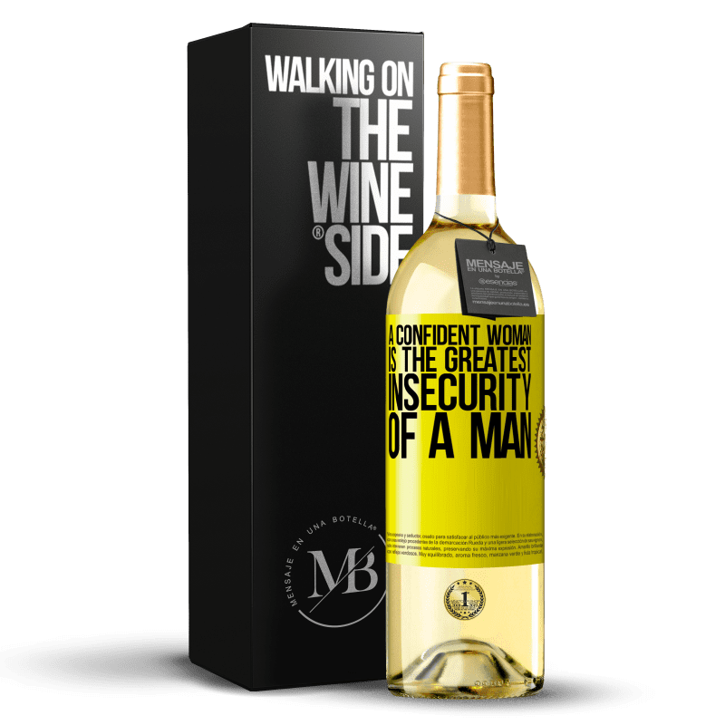 29,95 € Free Shipping | White Wine WHITE Edition A confident woman is the greatest insecurity of a man Yellow Label. Customizable label Young wine Harvest 2024 Verdejo