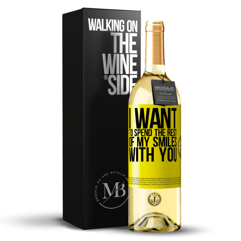 29,95 € Бесплатная доставка | Белое вино Издание WHITE Я хочу провести остаток моих улыбок с тобой Желтая этикетка. Настраиваемая этикетка Молодое вино Урожай 2023 Verdejo