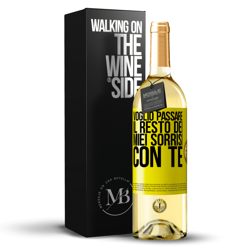 29,95 € Spedizione Gratuita | Vino bianco Edizione WHITE Voglio passare il resto dei miei sorrisi con te Etichetta Gialla. Etichetta personalizzabile Vino giovane Raccogliere 2024 Verdejo