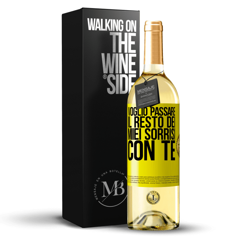 29,95 € Spedizione Gratuita | Vino bianco Edizione WHITE Voglio passare il resto dei miei sorrisi con te Etichetta Gialla. Etichetta personalizzabile Vino giovane Raccogliere 2025 Verdejo