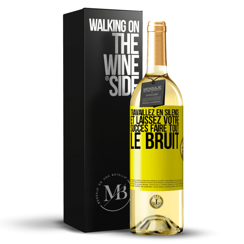 29,95 € Envoi gratuit | Vin blanc Édition WHITE Travaillez en silence et laissez votre succès faire tout le bruit Étiquette Jaune. Étiquette personnalisable Vin jeune Récolte 2024 Verdejo