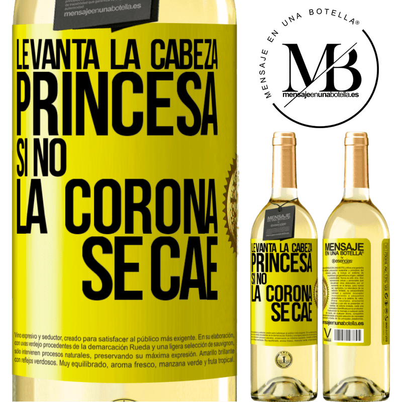 29,95 € Envoi gratuit | Vin blanc Édition WHITE Levez la tête, princesse. Sinon la couronne tombe Étiquette Jaune. Étiquette personnalisable Vin jeune Récolte 2022 Verdejo
