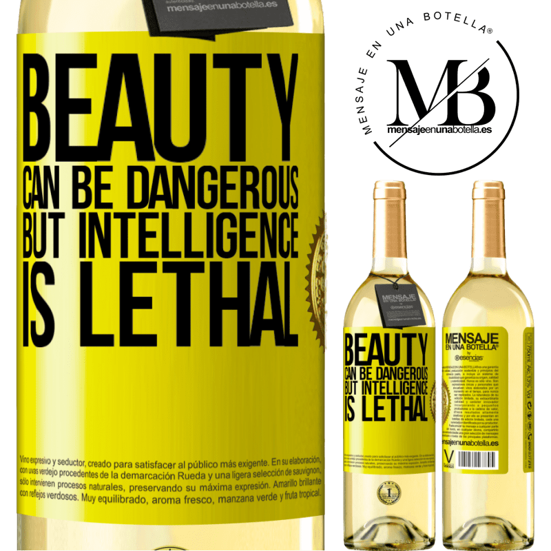 29,95 € Free Shipping | White Wine WHITE Edition Beauty can be dangerous, but intelligence is lethal Yellow Label. Customizable label Young wine Harvest 2024 Verdejo