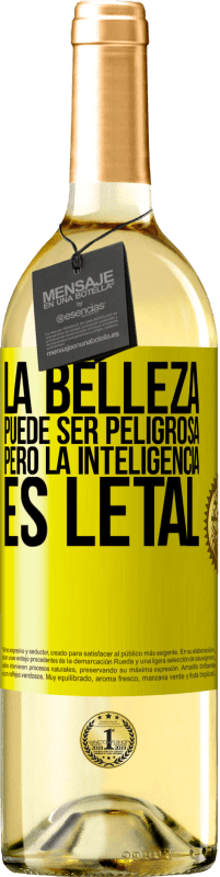 29,95 € | Vino Blanco Edición WHITE La belleza puede ser peligrosa, pero la inteligencia es letal Etiqueta Amarilla. Etiqueta personalizable Vino joven Cosecha 2025 Verdejo