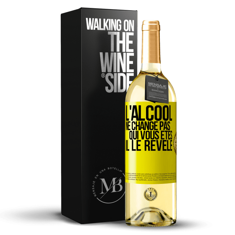 29,95 € Envoi gratuit | Vin blanc Édition WHITE L'alcool ne change pas qui vous êtes. Il le révèle Étiquette Jaune. Étiquette personnalisable Vin jeune Récolte 2024 Verdejo