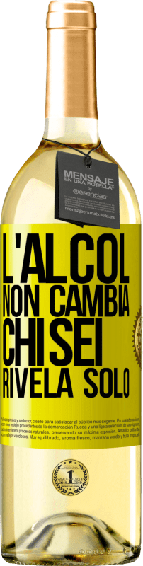 29,95 € Spedizione Gratuita | Vino bianco Edizione WHITE L'alcol non cambia chi sei. Rivela solo Etichetta Gialla. Etichetta personalizzabile Vino giovane Raccogliere 2025 Verdejo