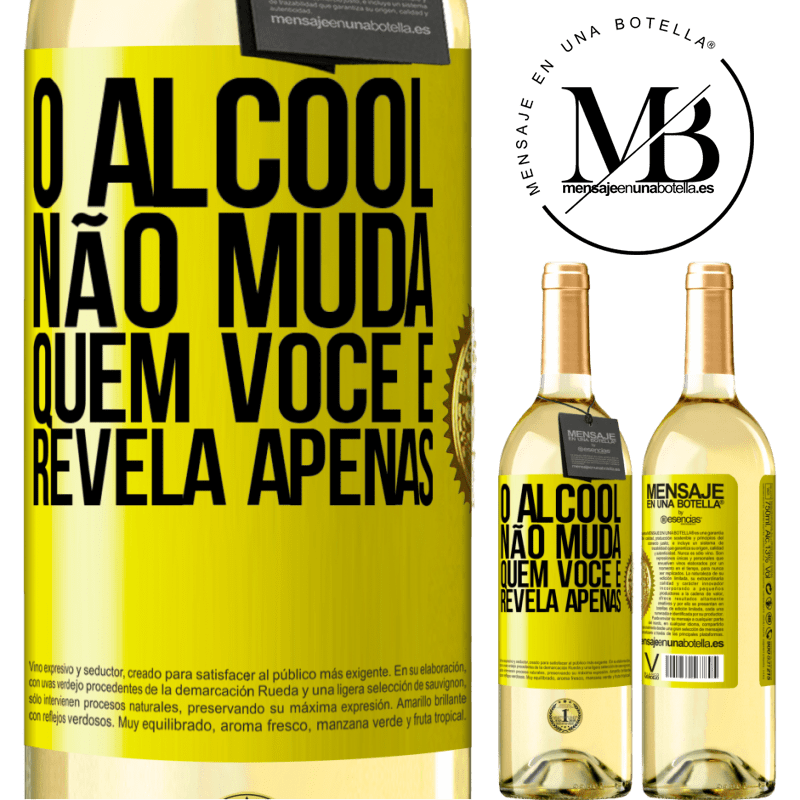 29,95 € Envio grátis | Vinho branco Edição WHITE O álcool não muda quem você é. Revela apenas Etiqueta Amarela. Etiqueta personalizável Vinho jovem Colheita 2025 Verdejo
