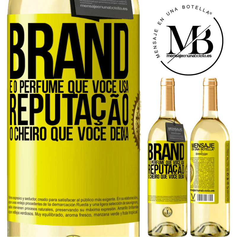 29,95 € Envio grátis | Vinho branco Edição WHITE Brand é o perfume que você usa. Reputação, o cheiro que você deixa Etiqueta Amarela. Etiqueta personalizável Vinho jovem Colheita 2024 Verdejo