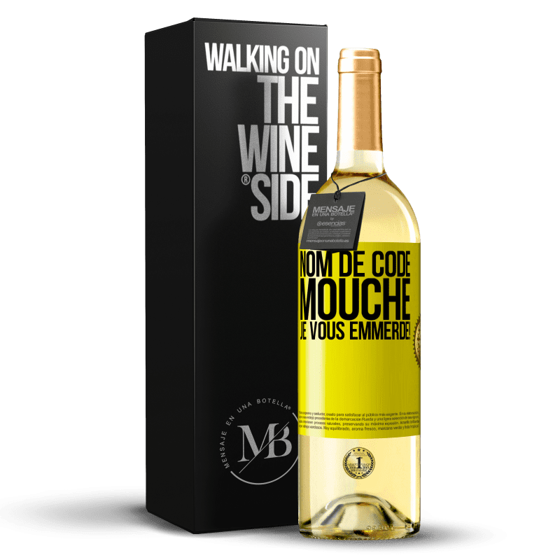 29,95 € Envoi gratuit | Vin blanc Édition WHITE Nom de code mouche… je vous emmerde! Étiquette Jaune. Étiquette personnalisable Vin jeune Récolte 2024 Verdejo