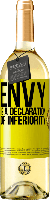 29,95 € | White Wine WHITE Edition Envy is a declaration of inferiority Yellow Label. Customizable label Young wine Harvest 2025 Verdejo