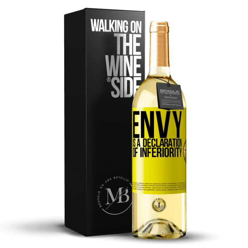 29,95 € Бесплатная доставка | Белое вино Издание WHITE Зависть - это декларация неполноценности Желтая этикетка. Настраиваемая этикетка Молодое вино Урожай 2023 Verdejo