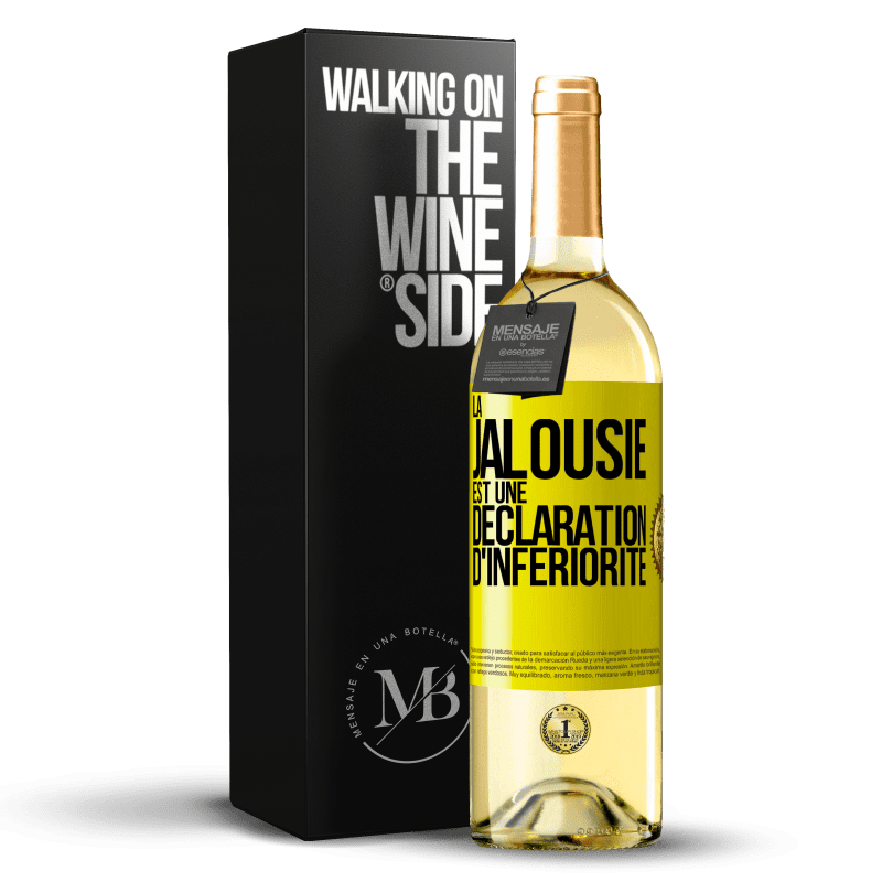 29,95 € Envoi gratuit | Vin blanc Édition WHITE La jalousie est une déclaration d'infériorité Étiquette Jaune. Étiquette personnalisable Vin jeune Récolte 2024 Verdejo