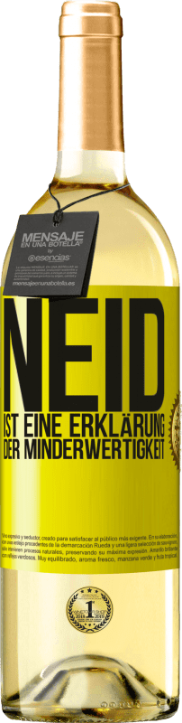 29,95 € | Weißwein WHITE Ausgabe Neid ist eine Erklärung der Minderwertigkeit Gelbes Etikett. Anpassbares Etikett Junger Wein Ernte 2025 Verdejo