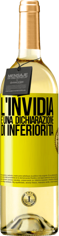 29,95 € Spedizione Gratuita | Vino bianco Edizione WHITE L'invidia è una dichiarazione di inferiorità Etichetta Gialla. Etichetta personalizzabile Vino giovane Raccogliere 2024 Verdejo