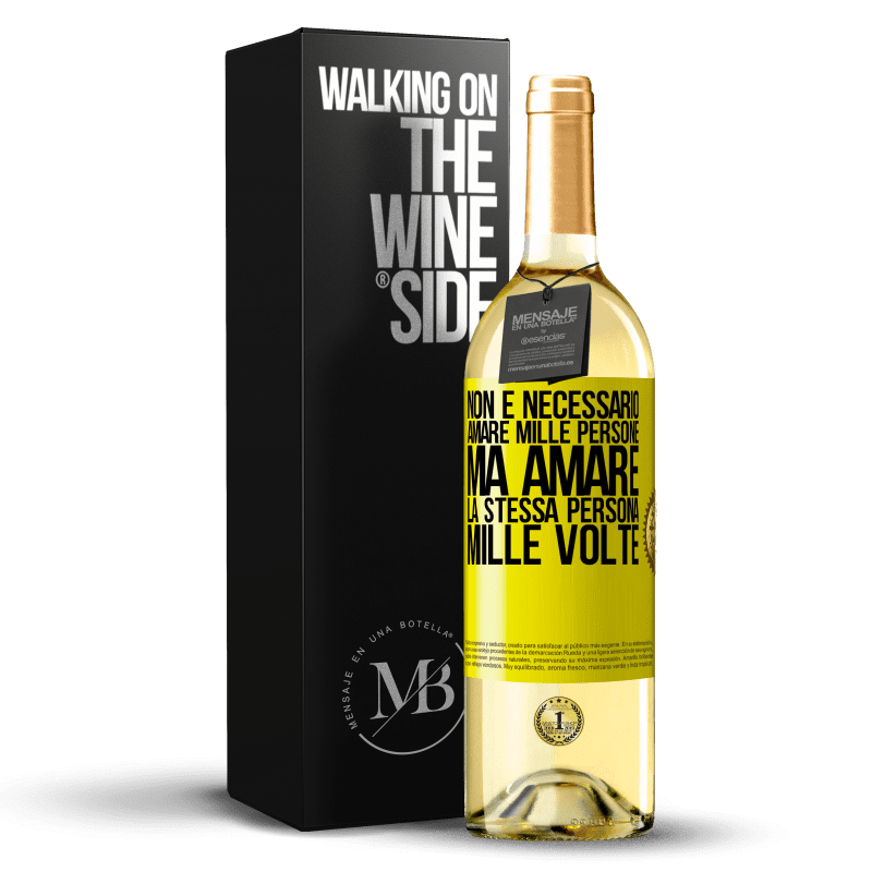 29,95 € Spedizione Gratuita | Vino bianco Edizione WHITE Non è necessario amare mille persone, ma amare la stessa persona mille volte Etichetta Gialla. Etichetta personalizzabile Vino giovane Raccogliere 2024 Verdejo